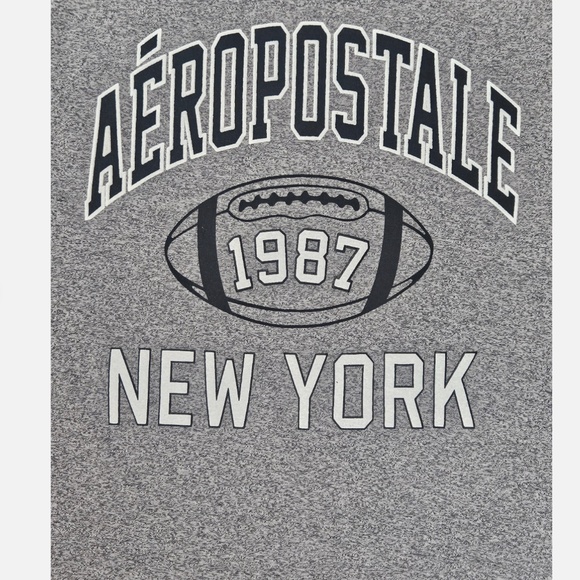 Aeropostale Shirt Mens Large Gray 1987 New York Football Graphic Heather Tee - Picture 3 of 9